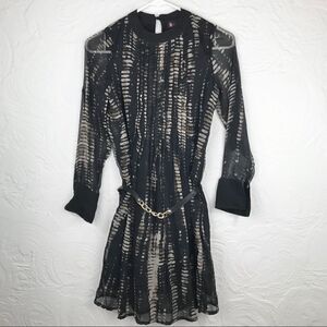Belle Fille India print sheer pleated dress-XS